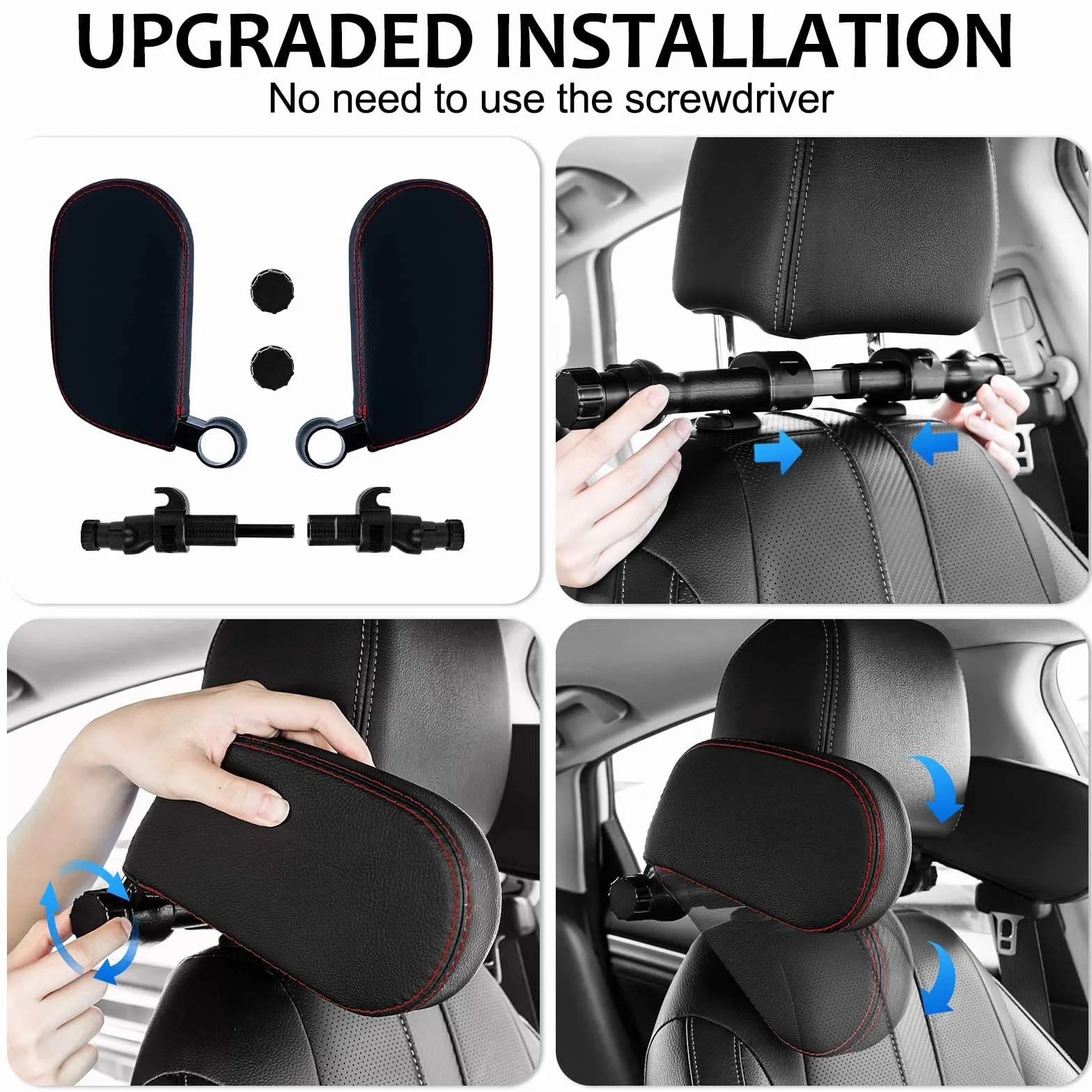 KAEFUYS Reposacabezas Coche Ajustable de 360 ​​​​°para Niños y Adultos Reposacabezas para Automóvil Fácil de Instalary Desmontable Material Suave y Transpirable para una Experiencia de Viaje Cómoda
