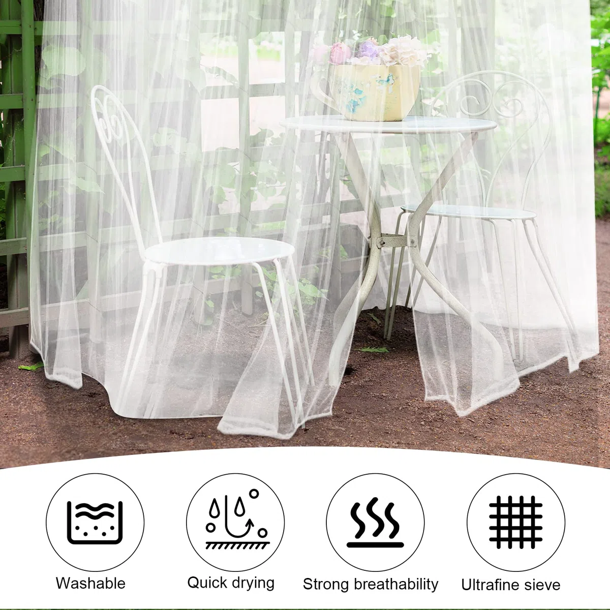Mosquitera, mosquitera grande para cama doble, toldo cuadrado de malla, mosquitera portátil decorativa para el hogar para acampar al aire libre, viajes, 200 x 210 x 220 cm (blanco)