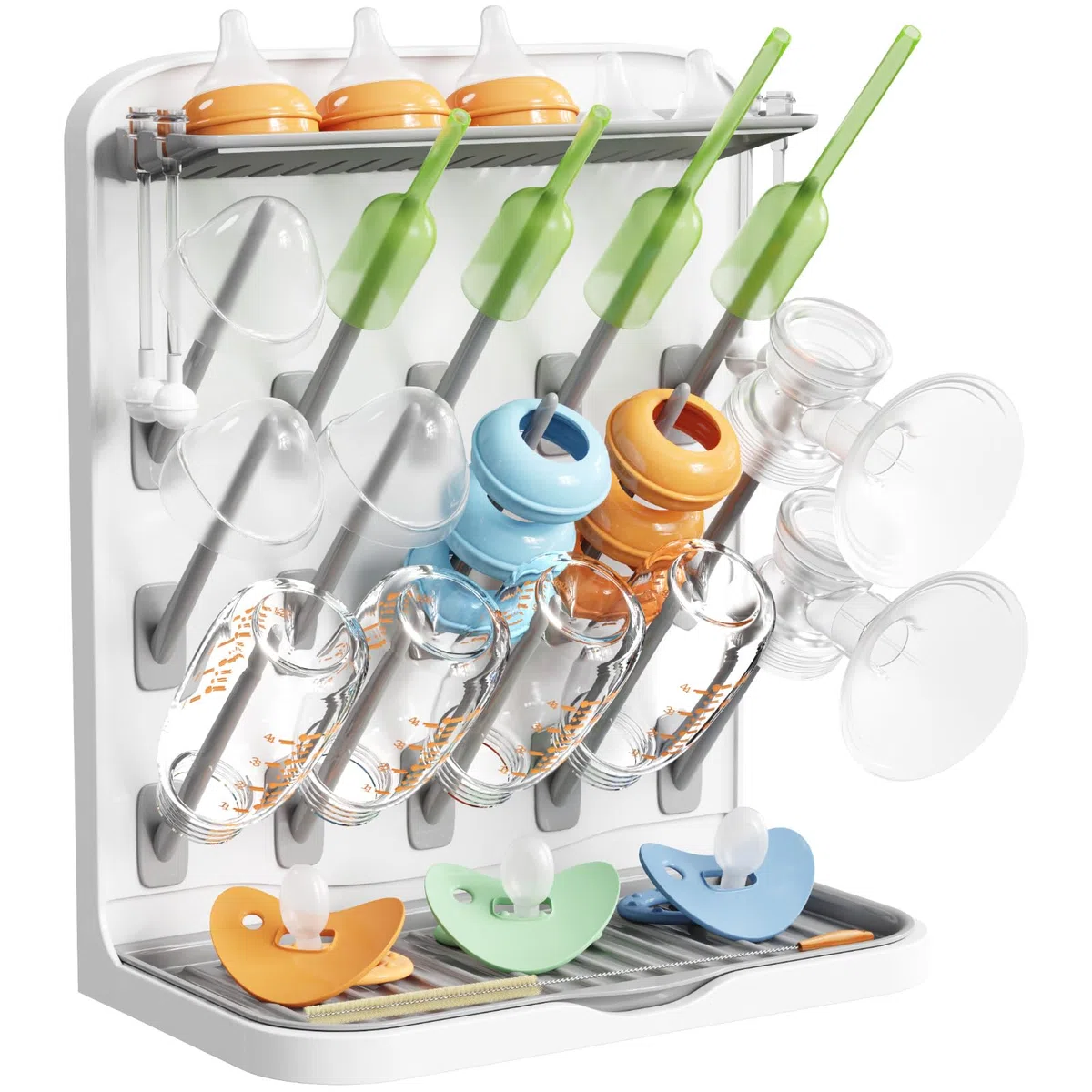 Lifewit Escurridor Grande para Biberones, Escurridor Vertical con 15 Ganchos y Caja ExtraíBle para Tetinas, Apto para Pajitas a PresióN y Accesorios para Sacaleches