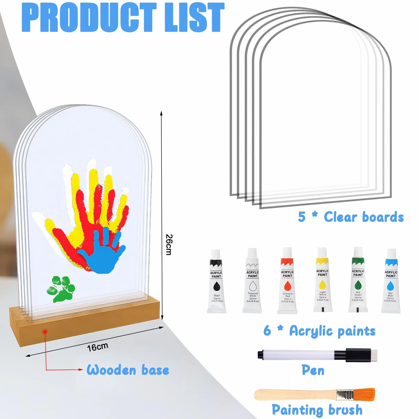 Kit de Huellas de Manos Familiares, Set Marco de Huellas Bebé Recién Nacido y Toda la Familia con Espacio para 5 Huellas, Recuerdo Personalizado Familiar DIY Regalo para Recién Nacido