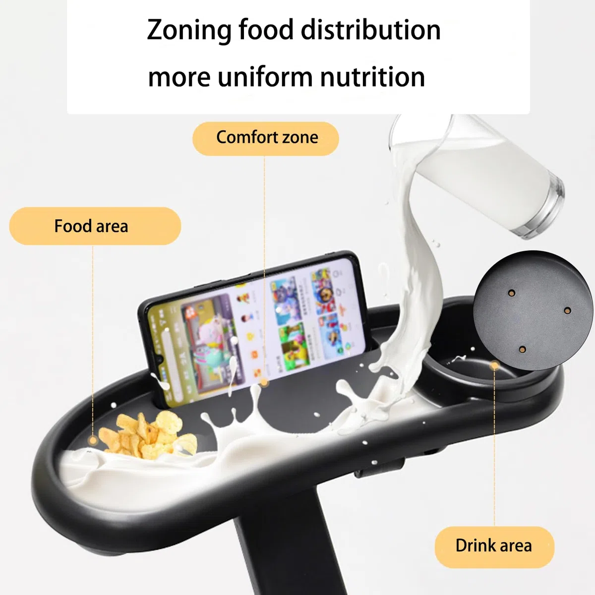 Ajustable Bandeja para Cochecito, Bandeja De Merienda para Portavasos Cochecito, Anilla Ajustable En 360 Grados, Material Abs, Desmontable, para La Mayoría De Cochecitos con Manillar, Negro