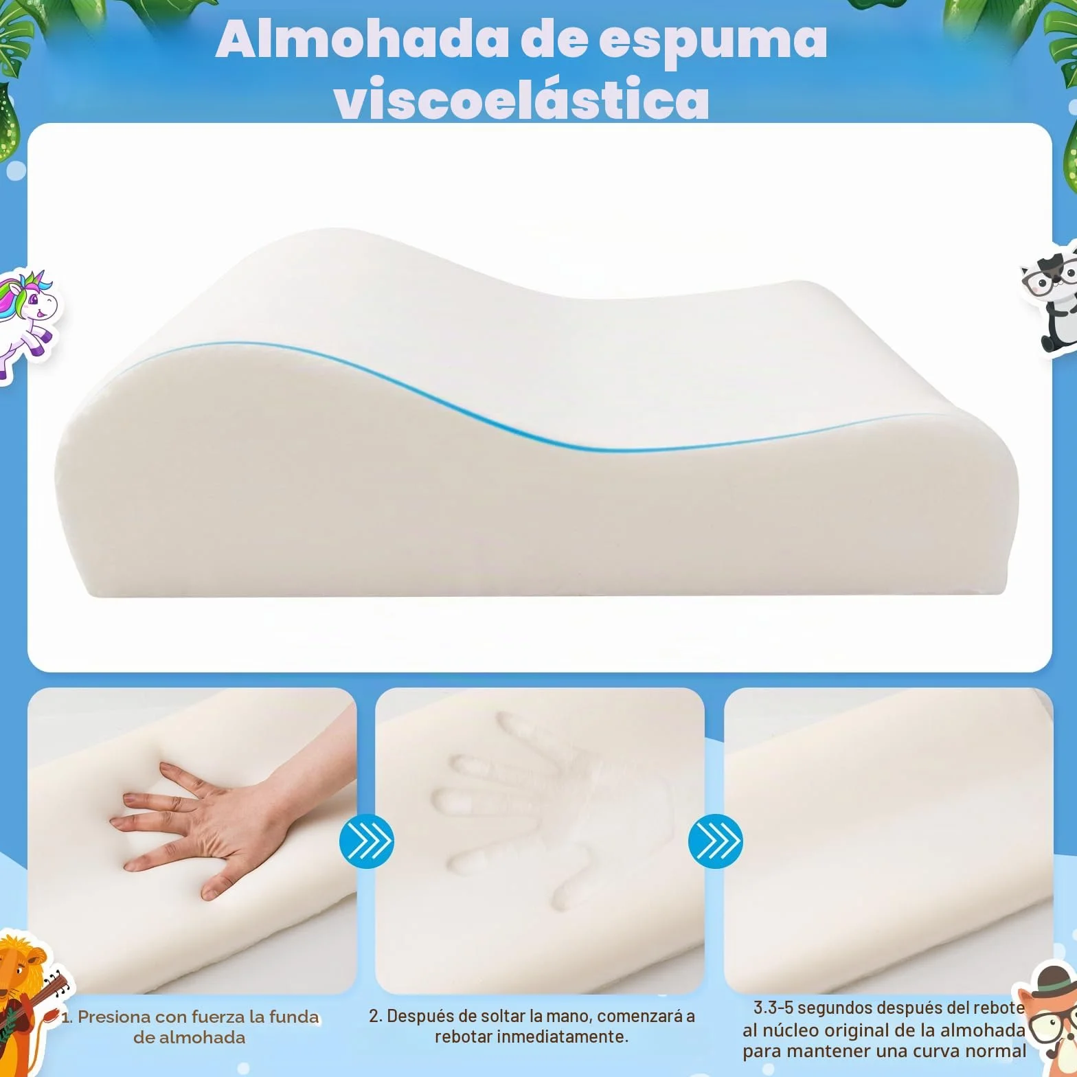 Schlummerkids Cojín Calmly Almohada Infantil 46 x 26 cm Ergonómico León