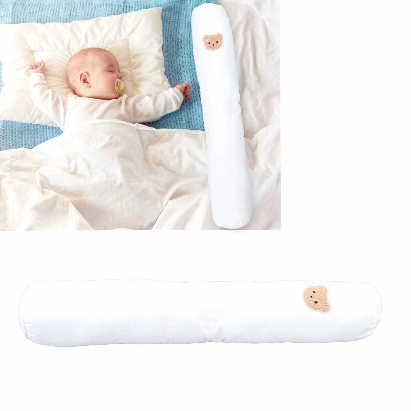 Almohada Multifuncional para Bebé de Algodón Suave y Transpirable con Patrón de Oso, Almohada para Dormir de Lado Infantil