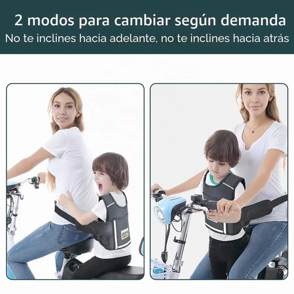 Jolik Upgrade Cinturón Moto Niño, Adjustable Arnes Moto Para Niño with Pocket, Reflective Breathable Material in Black