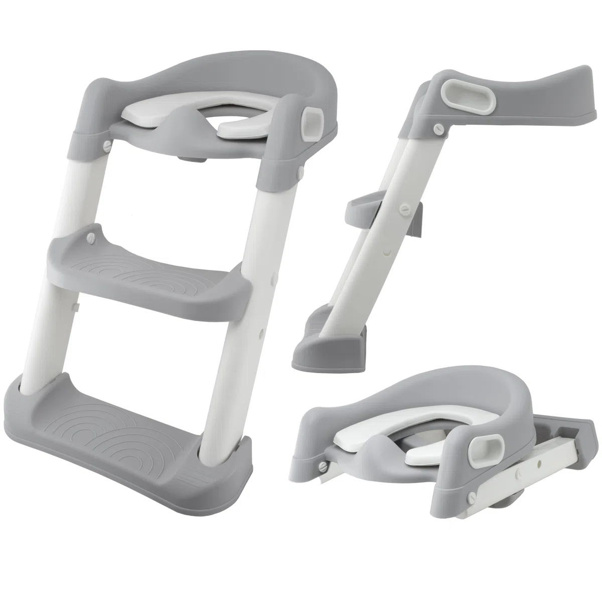 Almar Baby Adaptador WC para Niños con Escalera Reductor de Inodoro Asiento WC de Niños con Escalera Antideslizante Plegable con Cojín Gris
