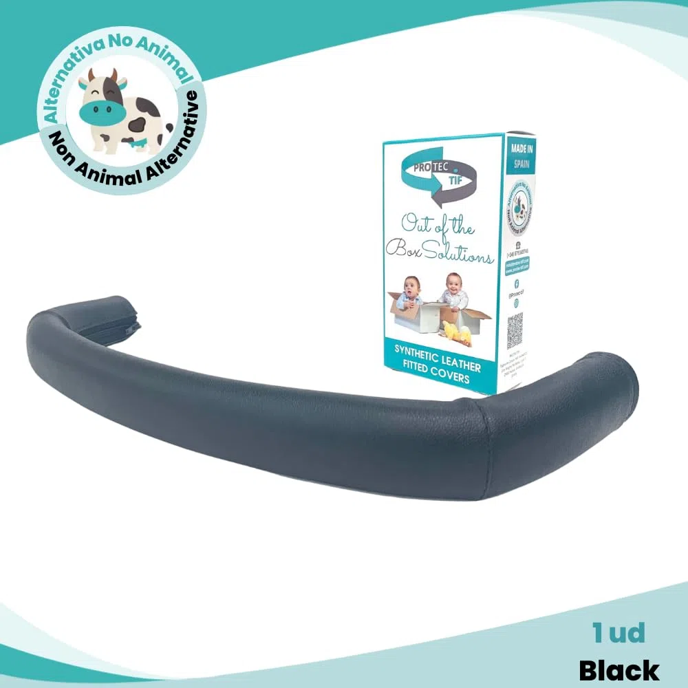 Protec tif - Funda polipiel para asa de transporte compatible con bugaboo cameleon 1 y 2 (se coloca encima de la goma original) Negro