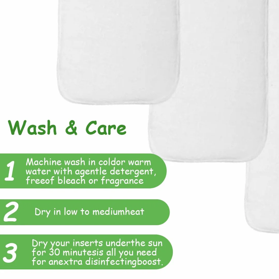 3 capas de forro de bambú insertos reutilizables para pañales de tela (5 piezas，36 * 15cm)