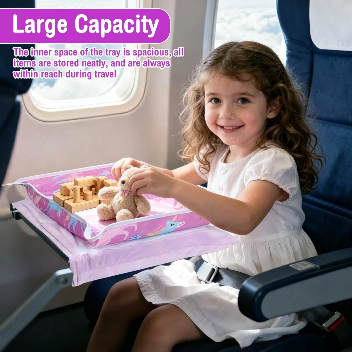 Funda para mesa de viaje para niños, 39 x 26 cm, con funda para tableta, resistente al agua, organizador para tren de aviones, asiento de juego, accesorios de viaje para niños, de tela Oxford