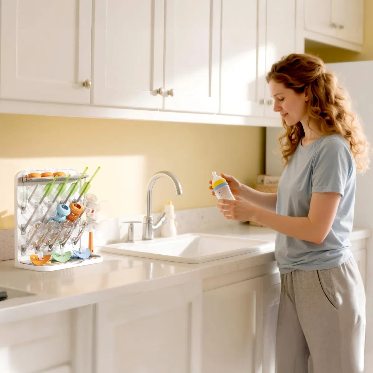 Lifewit Escurridor Grande para Biberones, Escurridor Vertical con 15 Ganchos y Caja ExtraíBle para Tetinas, Apto para Pajitas a PresióN y Accesorios para Sacaleches