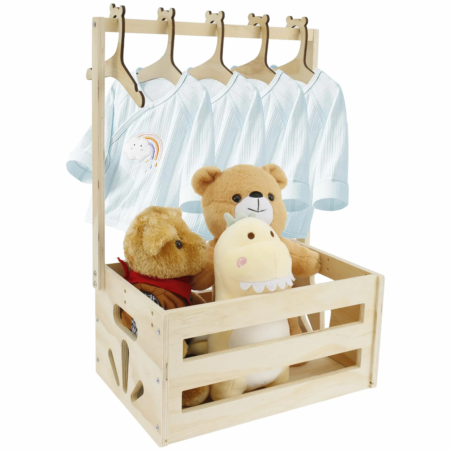 Caja de madera para baby shower, armario con asa, almacenamiento para bebé, cesta decorativa multiusos