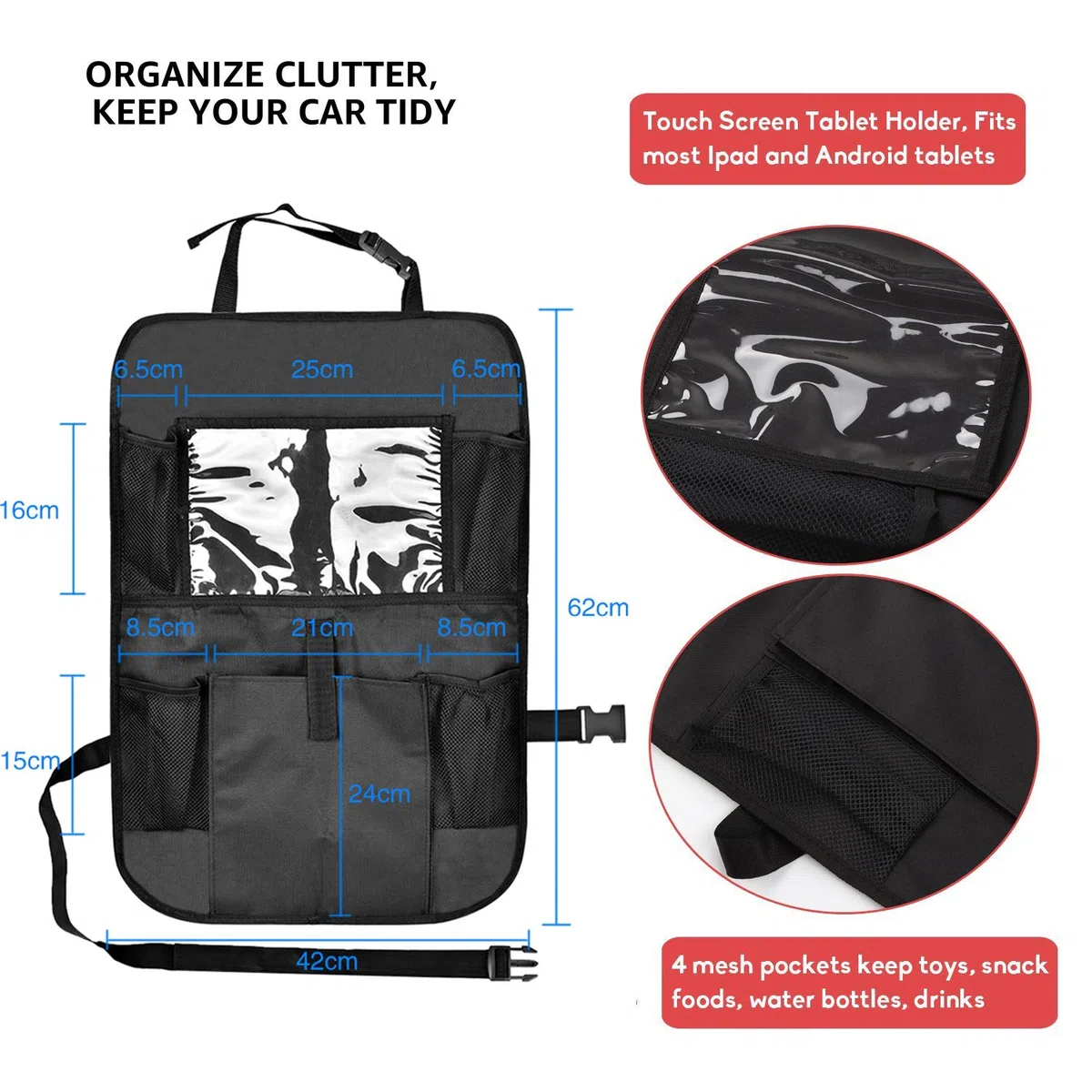Set de Protector de Asiento de Coche y Organizador de Asiento Cozywind Funda Protección para Asientos de Coche Silla Bebe con Soporte Tablet-Bolsillo,Antideslizante,Universal para Silla ISOFIX