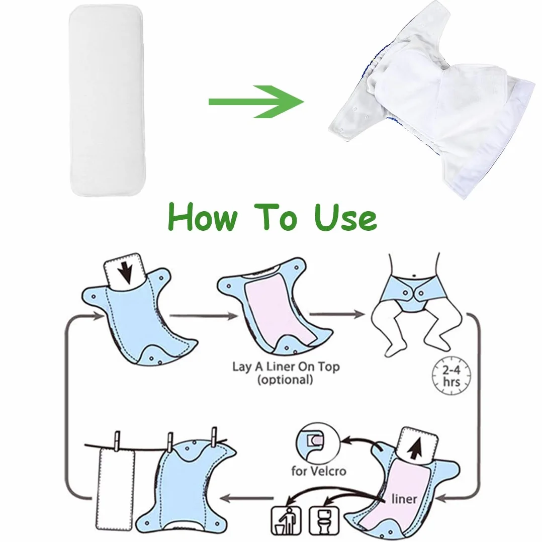 3 capas de forro de bambú insertos reutilizables para pañales de tela (5 piezas，36 * 15cm)