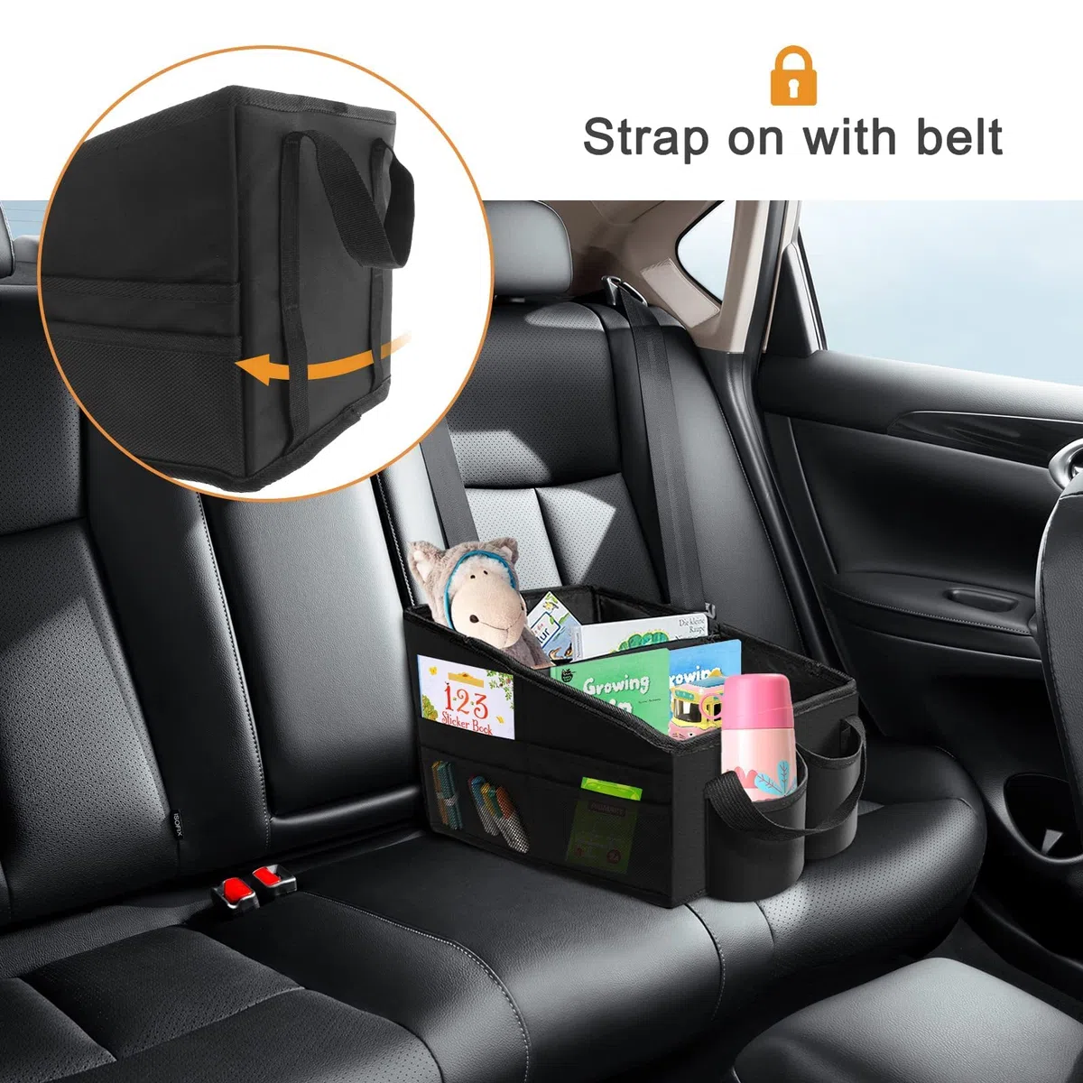 WOCVRYY Organizador Maletero Coche para Asiento Delantero Trasero y Maletero Plegable con Compartimentos y Bolsillos de Malla con Portavasos para Guardar Juguetes Mapas Juegos y Más