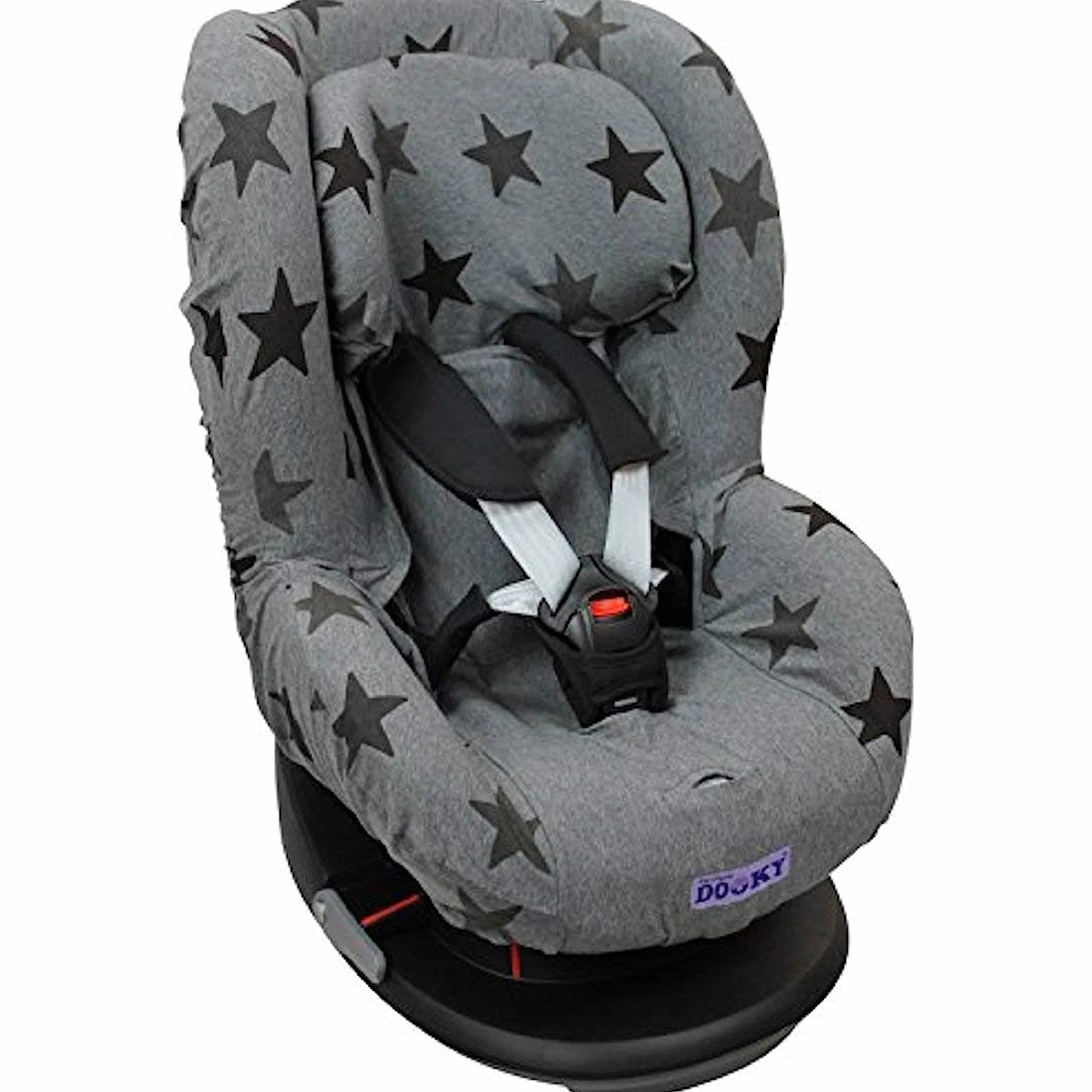 Dooky Grey Stars Funda De Asiento Infantil (ajuste Universal Para Muchos Modelos Populares, Grupo De Edad 1+ 9 - 18 Kg, Sistema De Cinturón De 3 Y 5 Puntos) (126826), Gris Con Estrellas