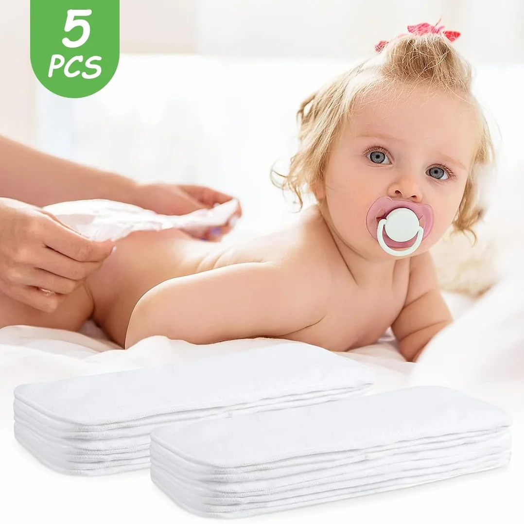 3 capas de forro de bambú insertos reutilizables para pañales de tela (5 piezas，36 * 15cm)