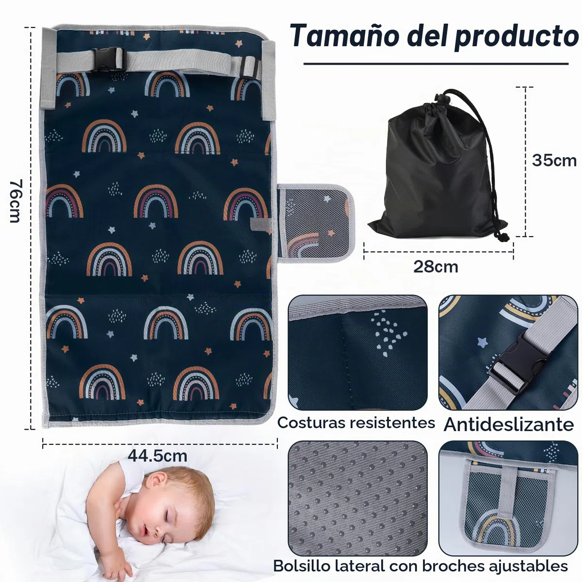 LURICO Reposapiés de Avión para Niños, 76x44.5 cm Extensores de Asientos Plegable Hamaca de Pie Cama de Avión para Descanso de Niños Cama de Viaje para Expandir Las Piernas de Descanso