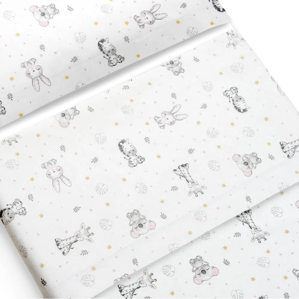 Sábanas Cochecito, Capazo, Carrito medidas compatibles 80x40cm/ 75x35cm/ 75x33cm/ 72x32cm Conjunto 3 Piezas, Franela 100% Algodón, Ideal Otoño e Invierno, Koala Blanco/Rosa - Hecho en España