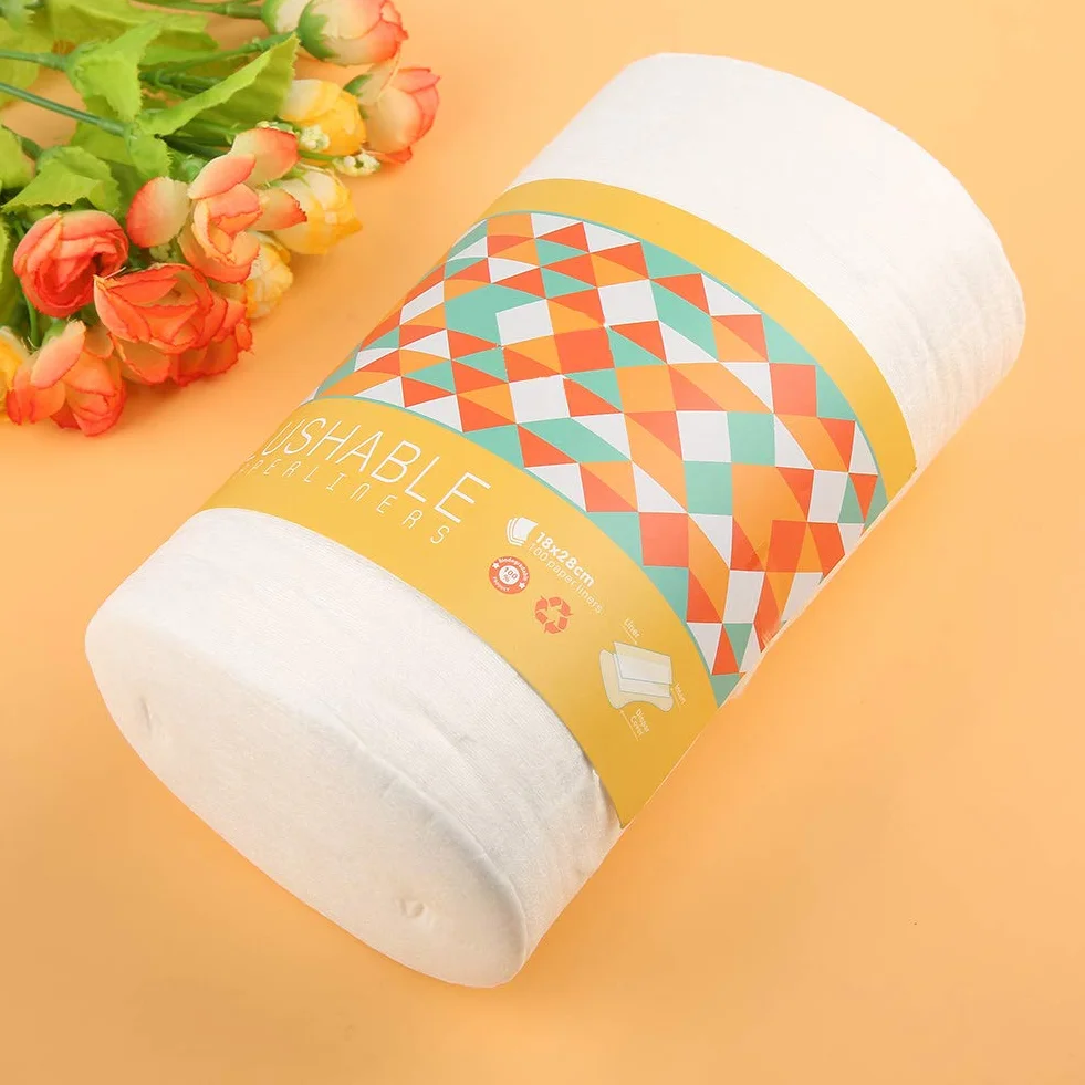 Rollo de 100 Piezas de Pañales Desechables para bebé, Forros Biodegradables y Desechables, Forros de Pañales de Tela para bebé