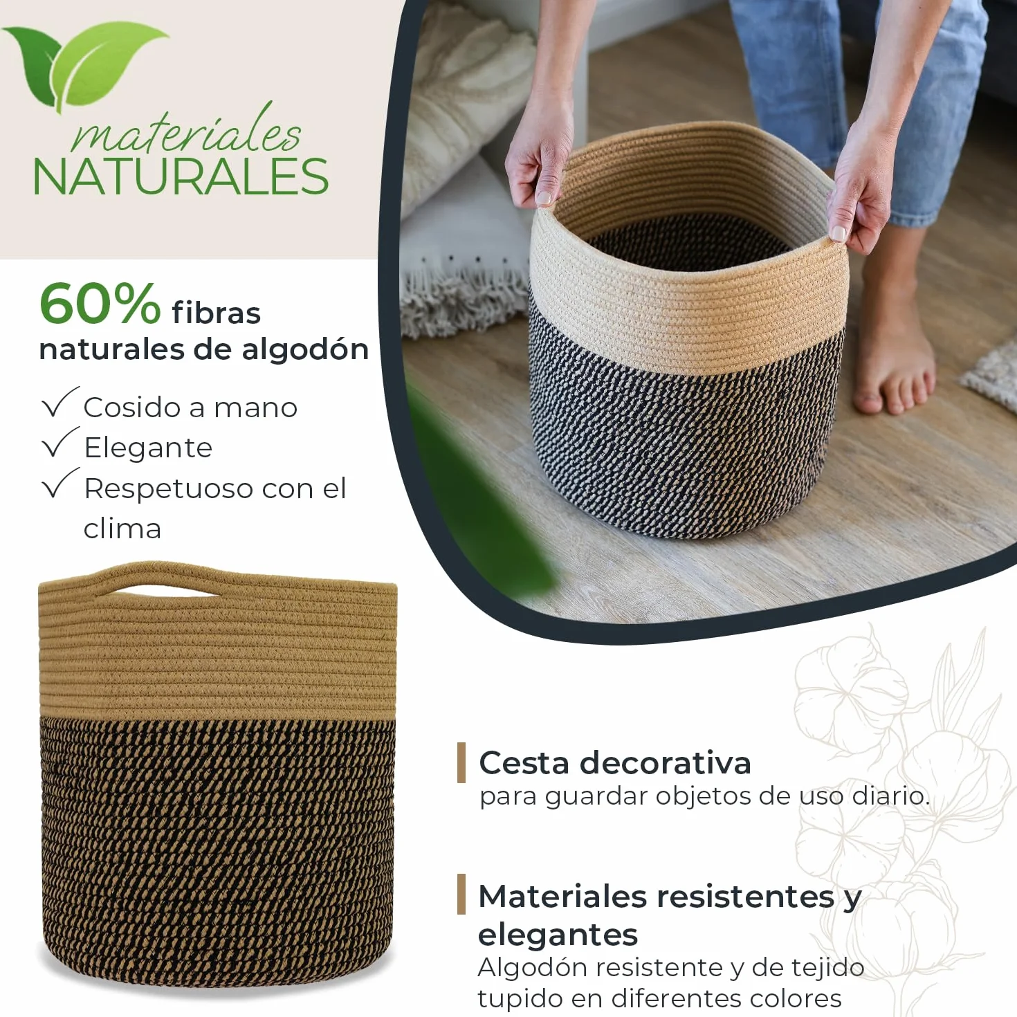 HMF Cesta de almacenamiento redonda para Kallax 31 x 31 cm negro miel