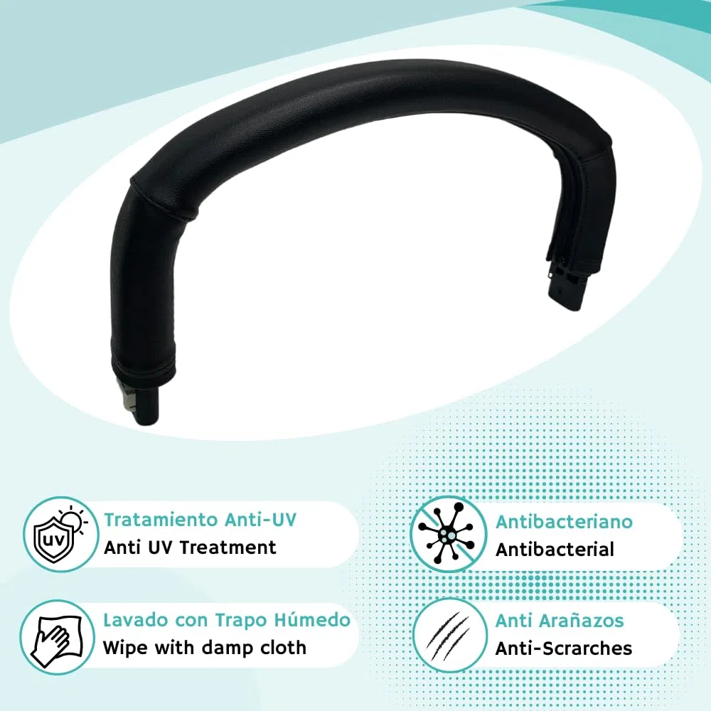 Protec tif - Funda polipiel para asa de transporte compatible con bugaboo cameleon 1 y 2 (se coloca encima de la goma original) Negro