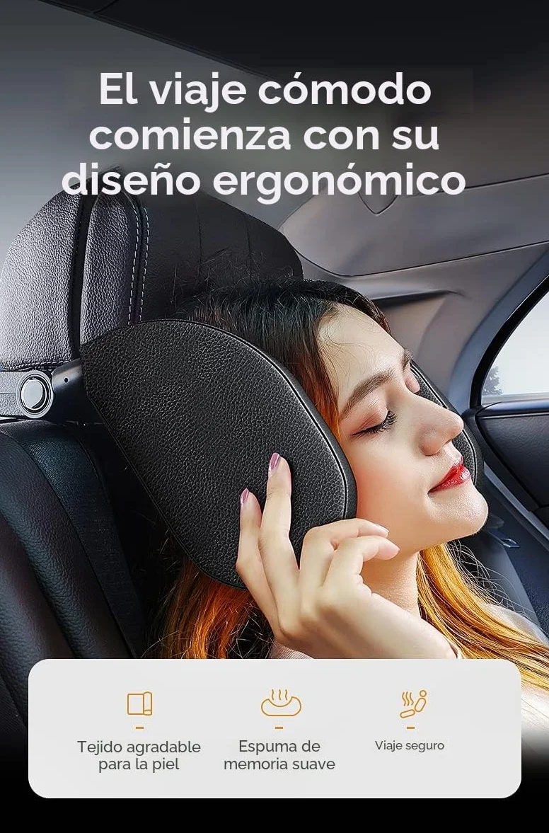 reposacabezas coche niño 1 minuto de montaje y desmontaje rápido Respaldo para la cabeza transpirable y suave Almohada lateral para dormir de viaje para adultos (negro)