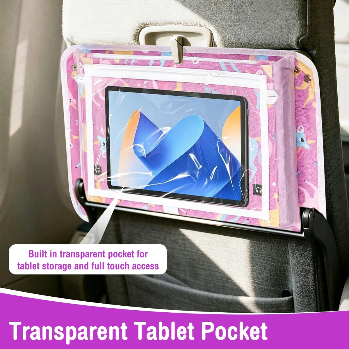 Funda para mesa de viaje para niños, 39 x 26 cm, con funda para tableta, resistente al agua, organizador para tren de aviones, asiento de juego, accesorios de viaje para niños, de tela Oxford