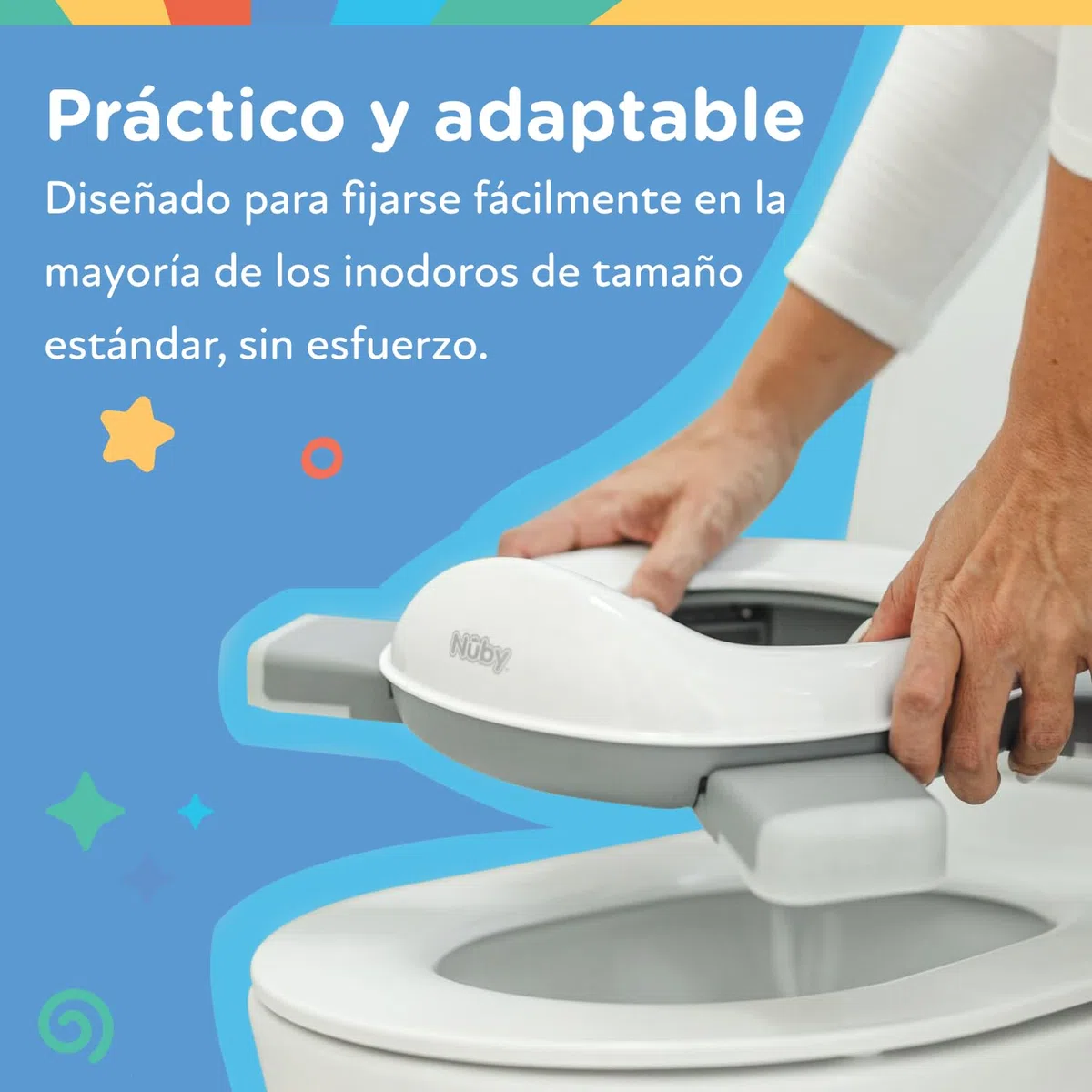 Nuby - Inodoro Portatil 2 en 1 Para Viaje - Adaptador WC Niños y Orinal Bebe - WC Portatil con Bolsas Desechables y Protección Antisalpicaduras - Baño Bebe Ligero y Compacto - 18+ meses
