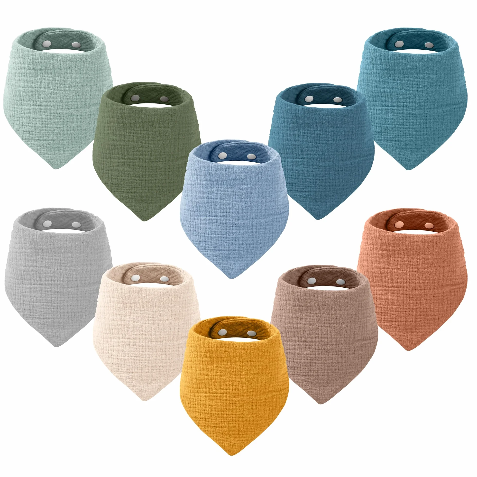 Yoofoss 10 Piezas Baberos de Bebé 100% Algodón Bebe Bandanas Suave Drool Babero Bufanda Toalla de triangulares para Recien Nacido Bebés Niños Niñas