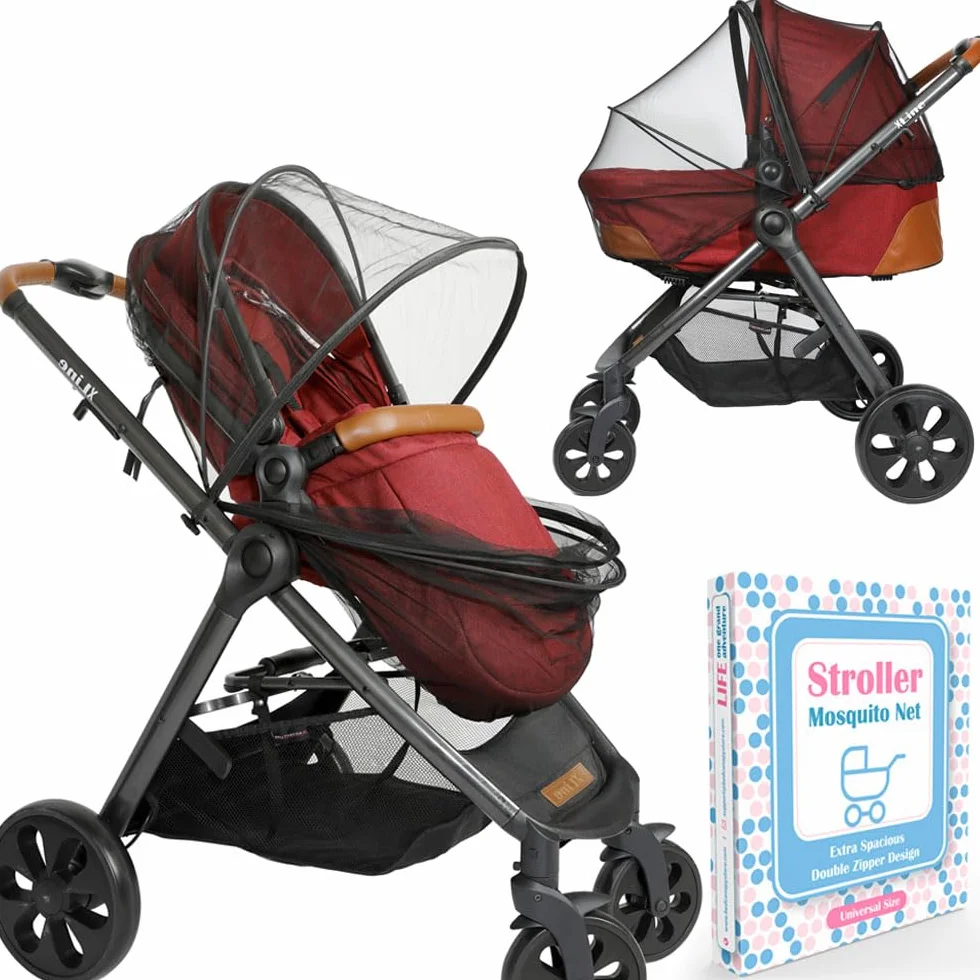 Mosquitera para Cochecito de Bebé - Diseño Extra Espacioso con Doble Cremallera - Elástico para un Ajuste Cómodo de la Red, se Adapta a Portabebés, Moisés