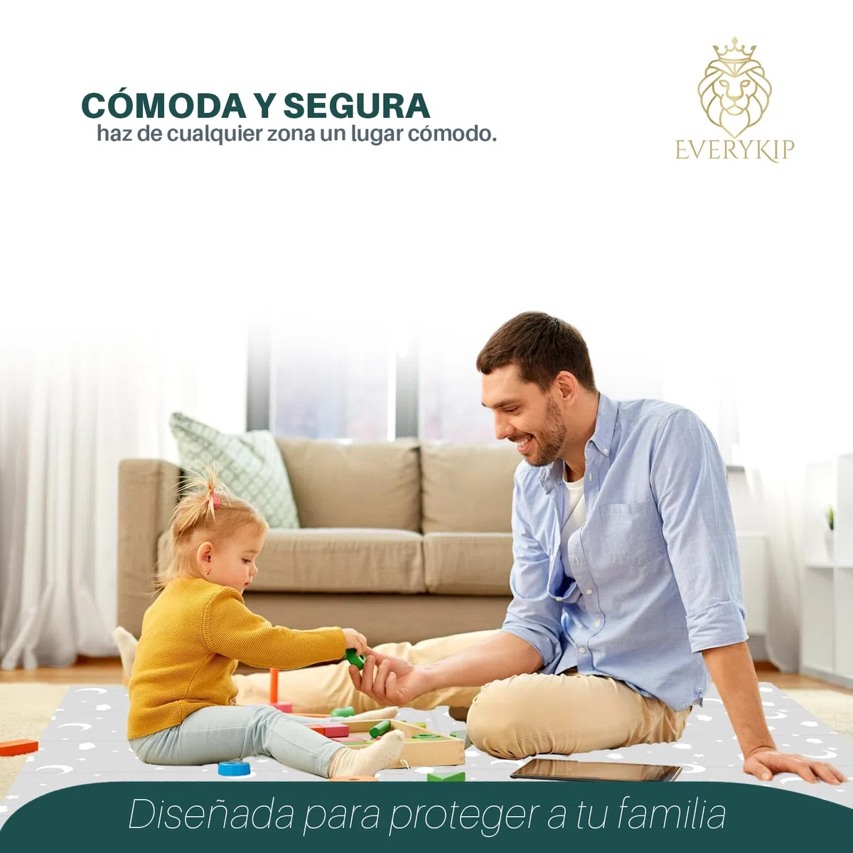 EveryKip® Alfombra Bebe Acolchada Plegable 180x200 Unicornio (1,5Cm Grosor) | Doble Cara Colchoneta Suelo Muy Acolchada Incluye Bolsa Accesorio Premium Freidora Aire (Unicornio/Carretera)