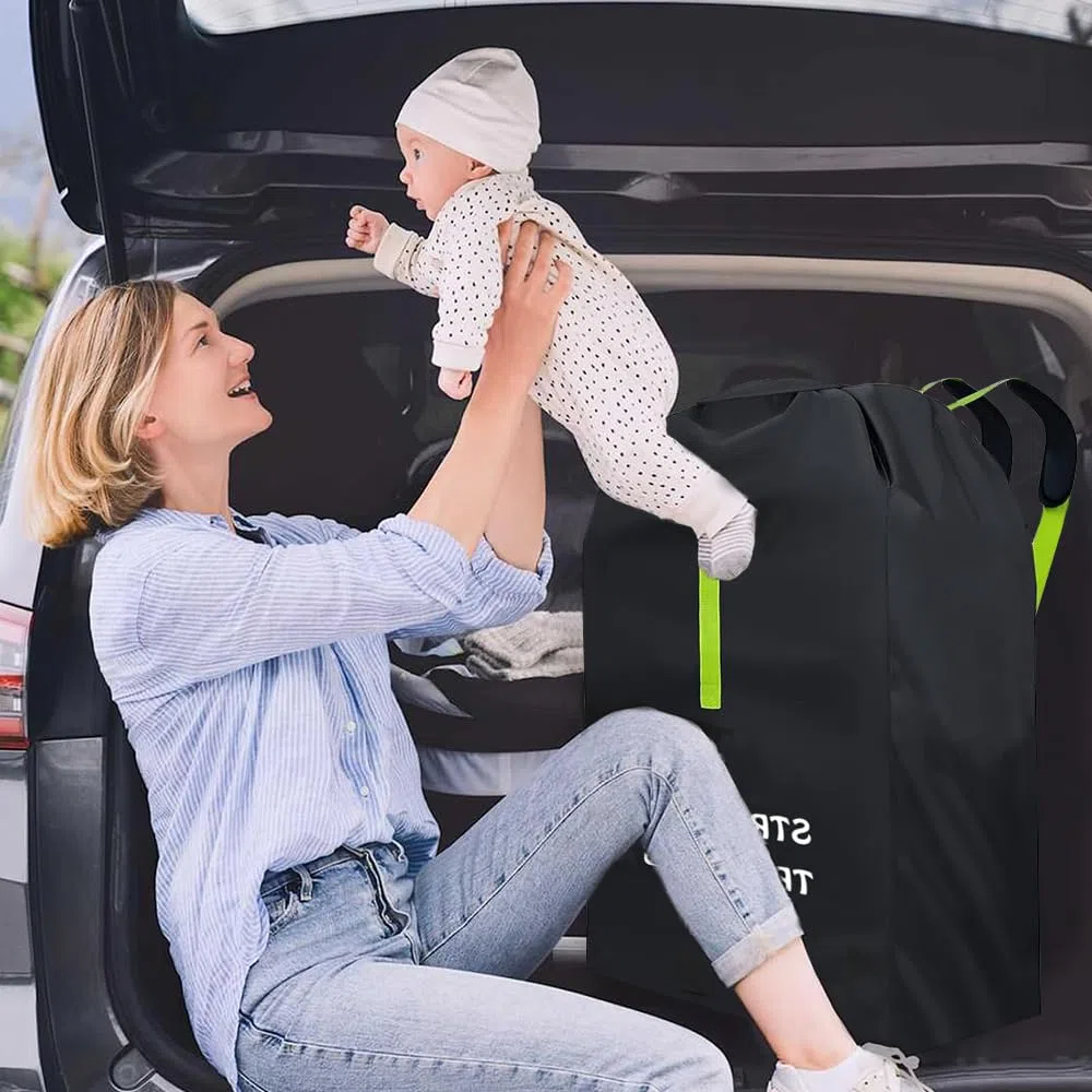 Bolsa de Transporte para Asiento Infantil, Impermeable Bolsa de Transporte Cochecito, Bolsa de Viaje para Viajes en Avión, Resistente al Agua, con Correa para el Hombro (120x63x43)