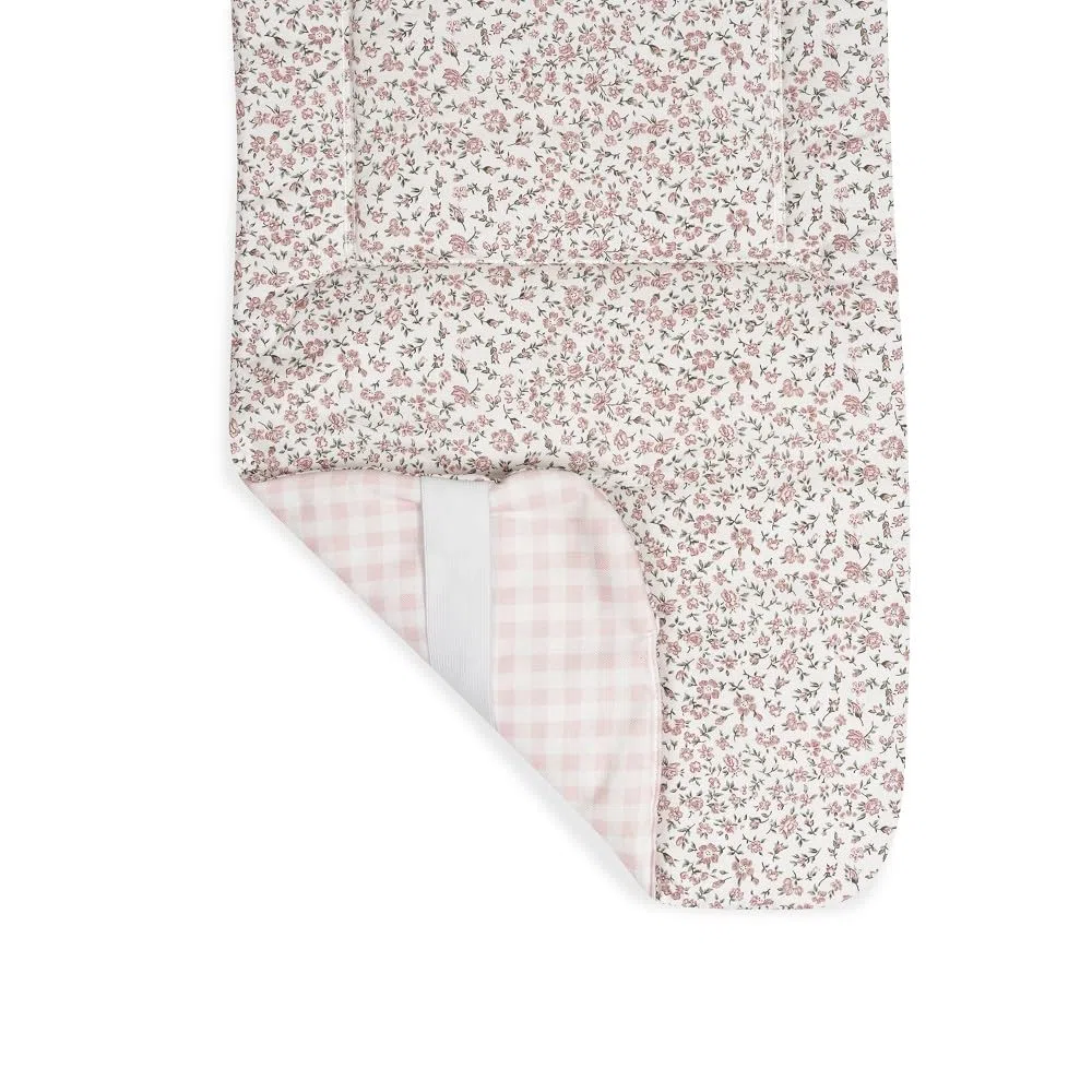 Danielstore Colchoneta Silla Paseo Universal | 80x39cm, 100% algodón | Reversible, transpirable, adaptable, fácil de colocar | Comodidad y protección para bebé (Flores rosa)