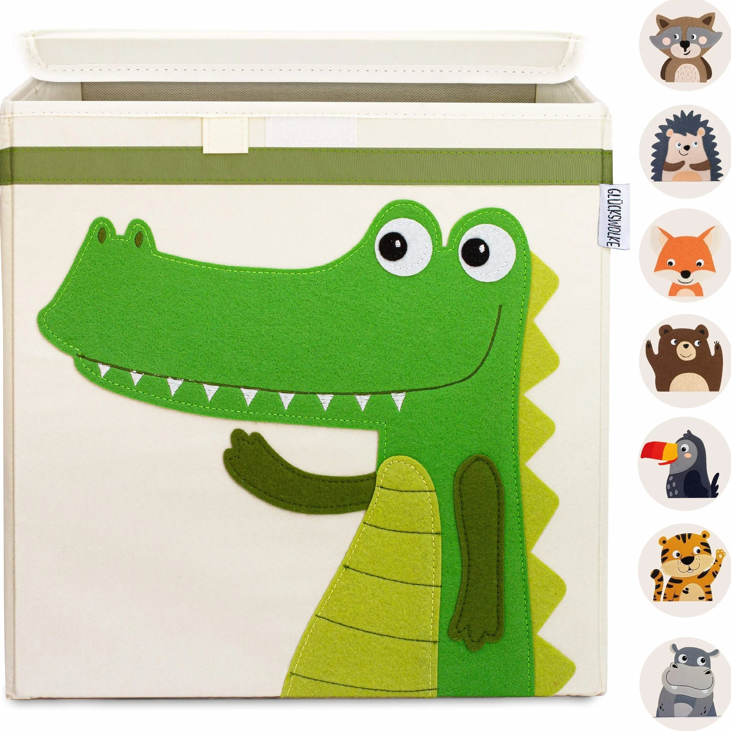 GLÜCKSWOLKE Caja Juguetes Almacenaje - 15 Motivos I Baules Infantil I Cubos Organizador (33x33x33) Cuarto de Niños I Contenedor Habitacion Niñas I Cesto Dormitorio Bebe (Cocodrilo)