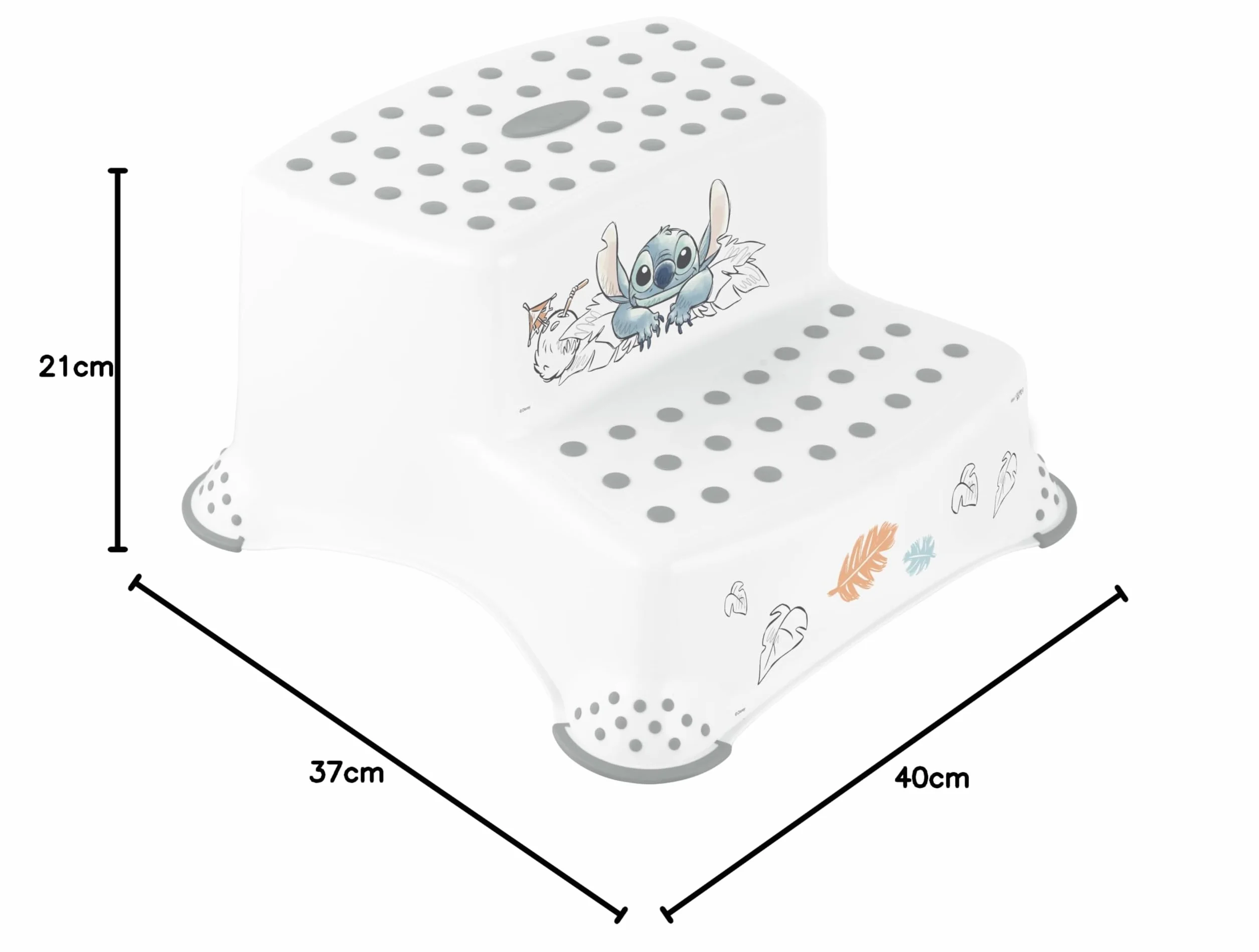 Keeeper Taburete de Dos Escalones Stitch Antideslizante Blanco
