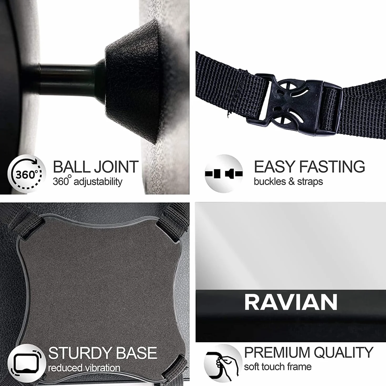RAVIAN Espejo de coche para bebé para asiento trasero - Espejo de asiento más seguro con vista cristalina, a prueba de roturas, ajustable (paquete de 1)