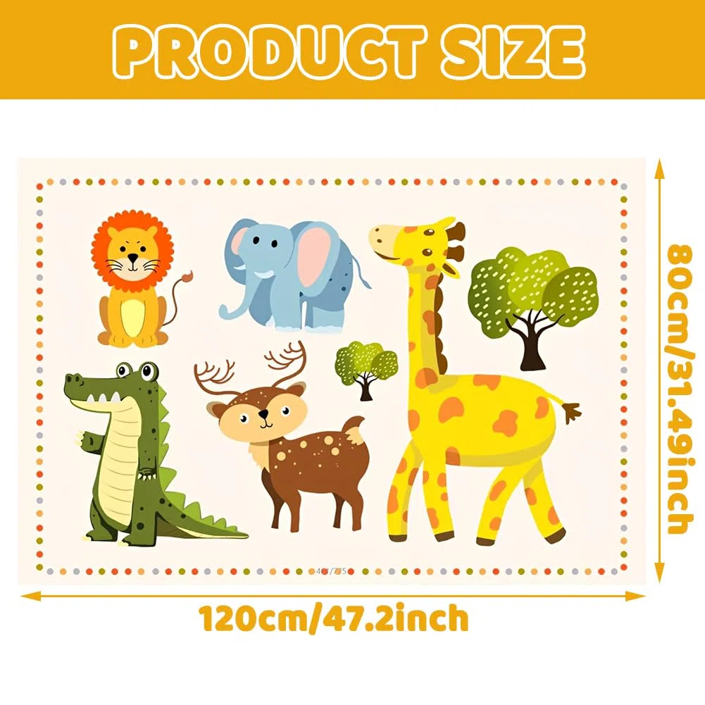 Alfombra Estampada Animal 80x120cm, Alfombra de Poliéster con Animales de Safari, Alfombras Decorativa Antideslizante para Salón Dormitorio