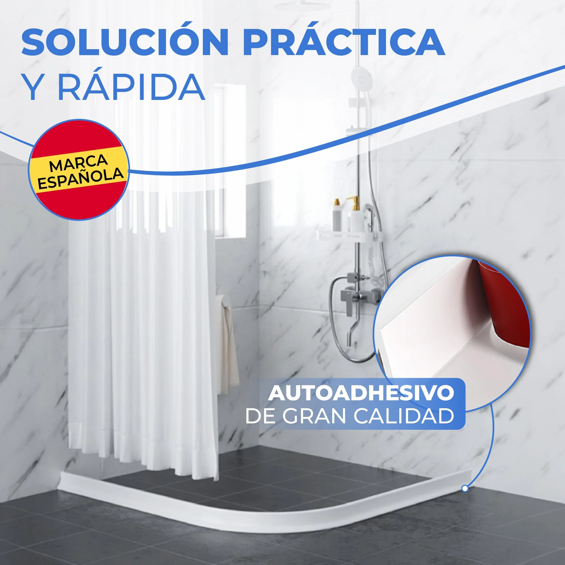 Perfil Silicona Ducha 2 METROS, Copete Encimera Cocina, Borde Plato Ducha, Barrera de Agua, Barrera De Ducha, Barrera Agua baño, Goma Mampara (50X30mm Negro)