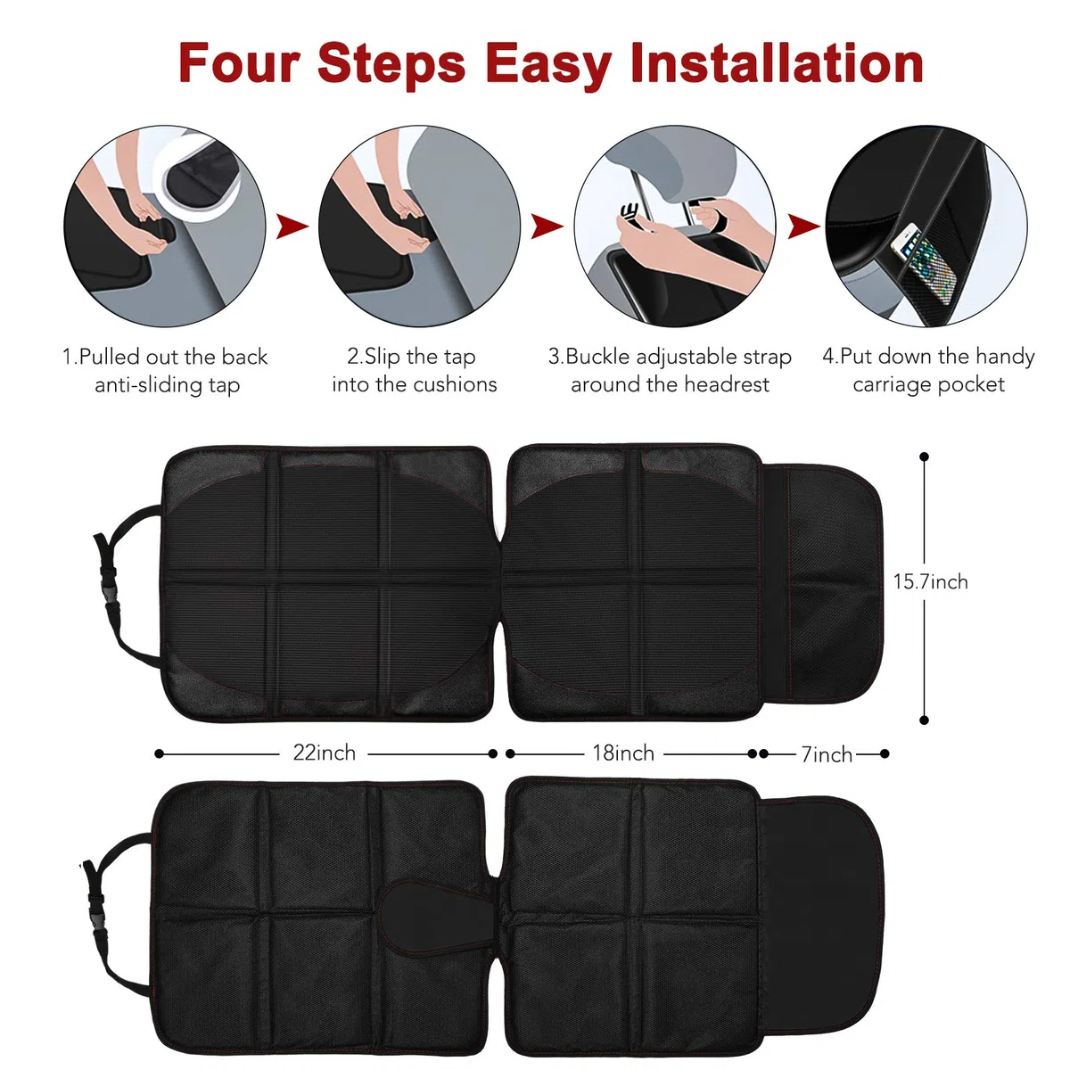 Beicarin Alfombrilla Protectora para Asiento de automóvil, Paquete de 2 Protectores de Asiento para bebé Asiento de automóvil, Respaldo Antideslizante Impermeable, Compatible Isofix