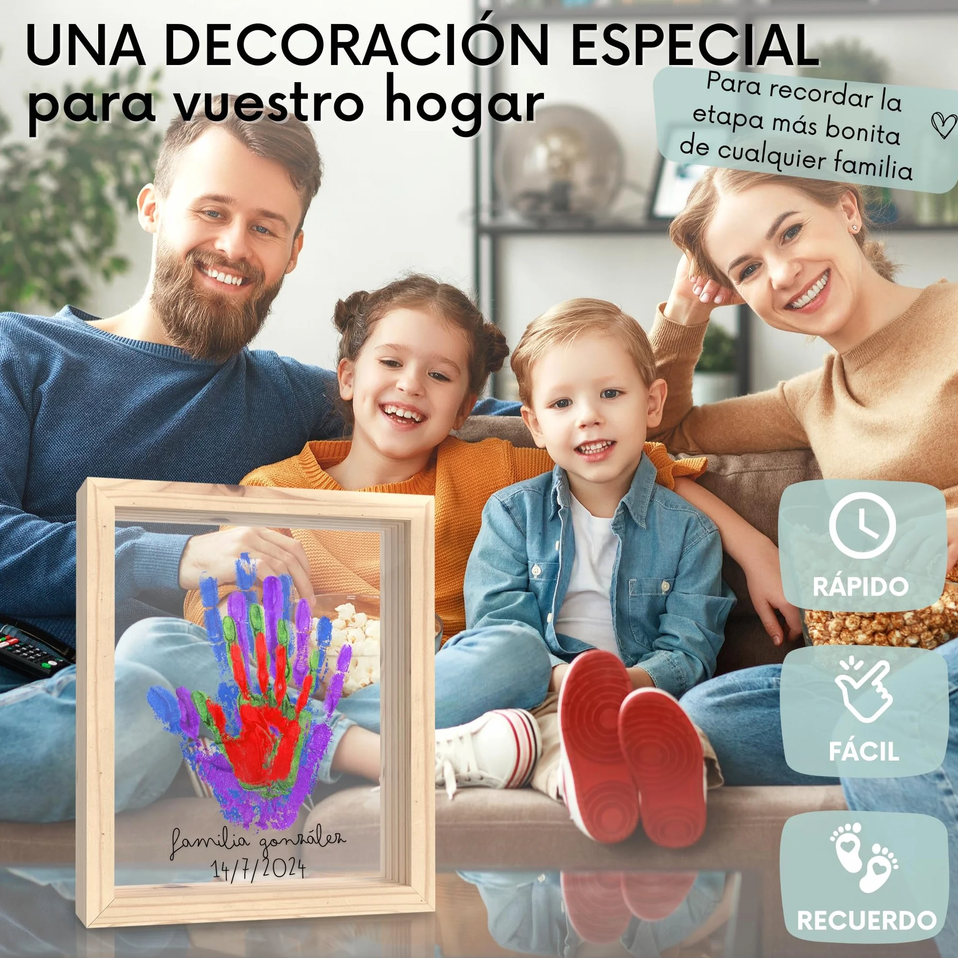 Kit huellas familia con pinturas marco huellas bebé recién nacido regalo original recuerdo padres hijos decoración hogar
