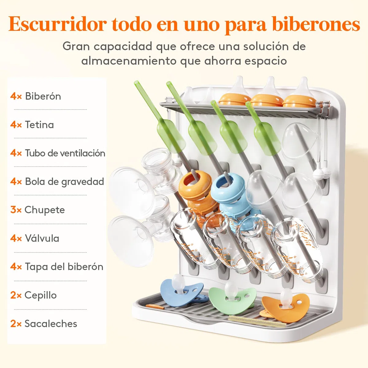 Lifewit Escurridor Grande para Biberones, Escurridor Vertical con 15 Ganchos y Caja ExtraíBle para Tetinas, Apto para Pajitas a PresióN y Accesorios para Sacaleches