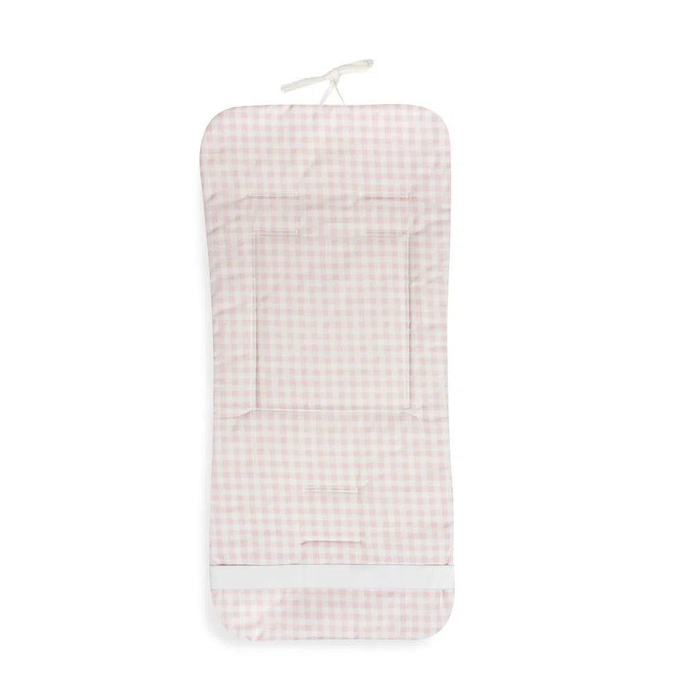 Danielstore Colchoneta Silla Paseo Universal | 80x39cm, 100% algodón | Reversible, transpirable, adaptable, fácil de colocar | Comodidad y protección para bebé (Flores rosa)