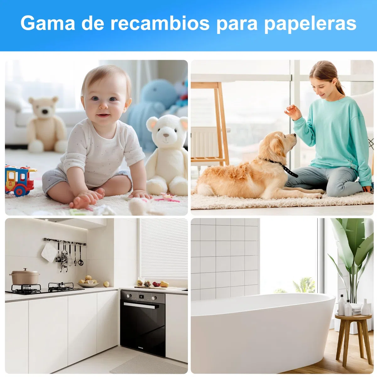 9 Piezas Recambios Cubos de Pañales, 4.5M Bolsa de Relleno para Papelera Pañales Bebe Excelente Sellado,Todos Contenedores Pañales