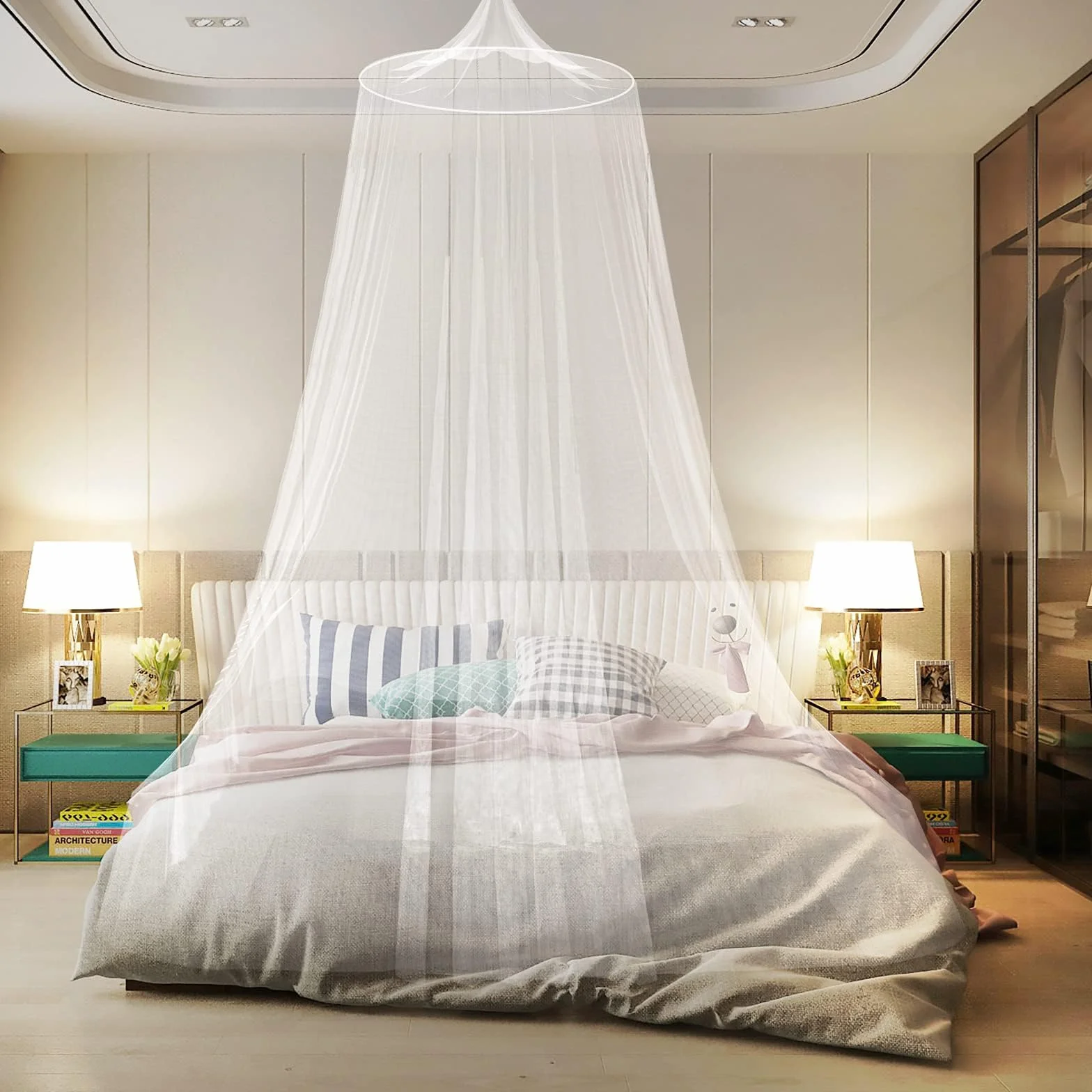 Mosquitero Grande Universal con Diseño de Cúpula, Portátil para Cama de Matrimonio