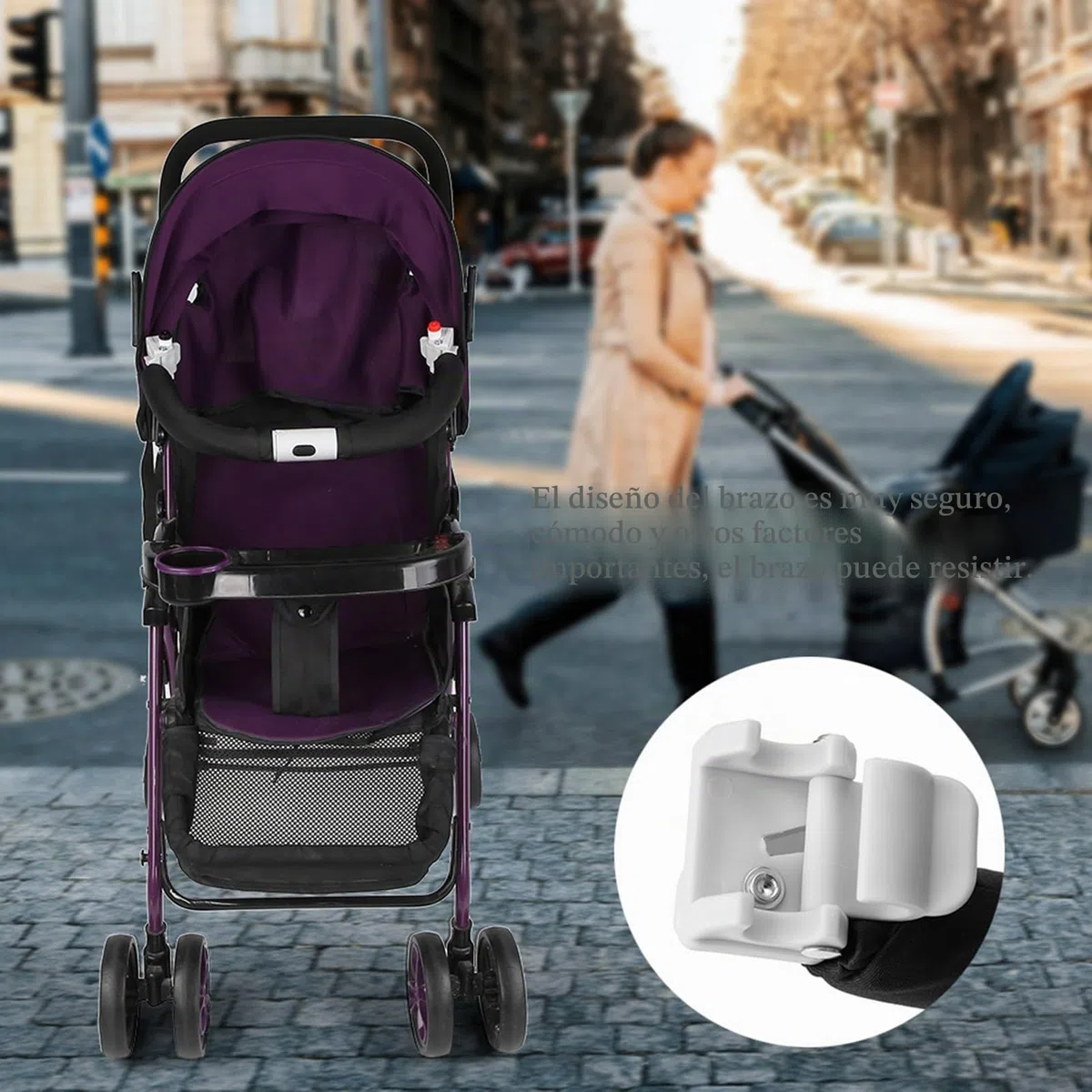 FTVOGUE Manillar Ajustable para Cochecito de Bebé, Barra Parachoques de Seguridad, Reposabrazos para Cochecito, Negro