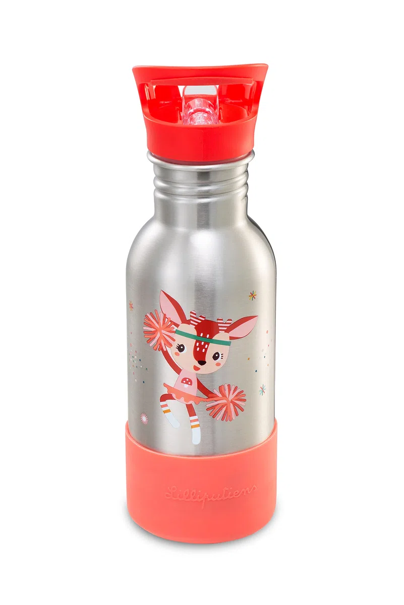 Lilliputiens - Botella para niños de acero inoxidable 600 ml - Wonder Stella - Con pajita y base de silicona antichoque - Perfecta para la escuela, picnics y paseos - Desde 2 años - 84471