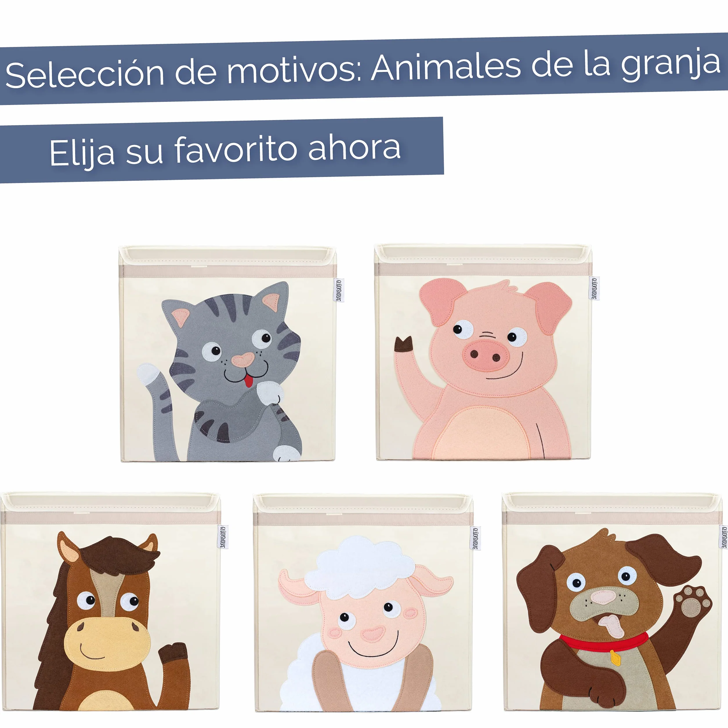 GLÜCKSWOLKE Caja Almacenaje Infantiles 33x33xcm Cubos Organizador Baul Juguetes Gato