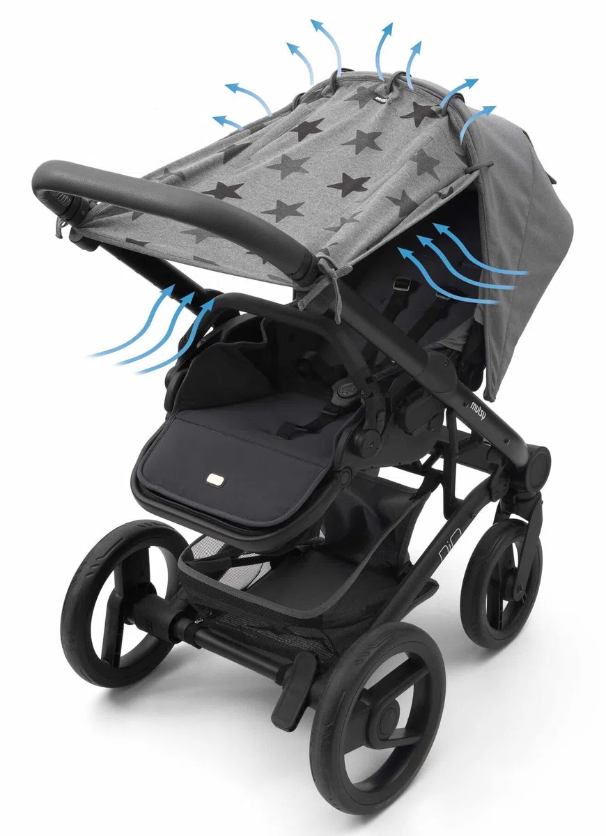 Dooky Universal Cover Grey Stars Protección Solar, Protección Climática Para El Asiento Del Bebé en el Coche y La Silla de Paseo (Protección Uv Spf 40+, Tüv Probado, Ajuste Universal), Gris