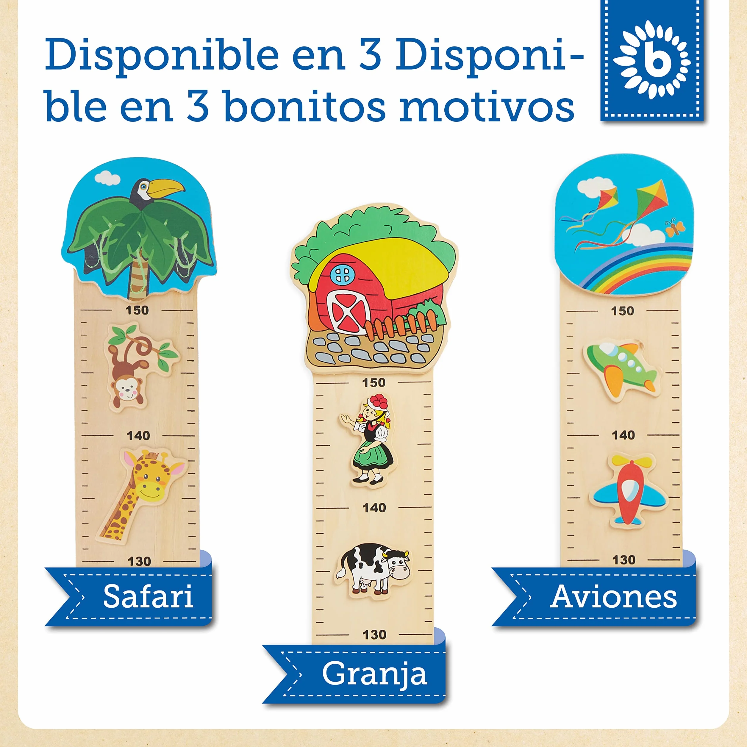 Bieco liston madera medidor altura niños pared vinilo decoracion habitacion infantil