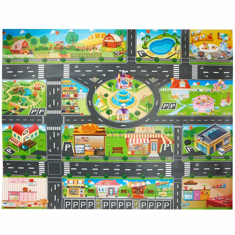 Vantiyaus Alfombra de plástico para juguetes, alfombrilla de salpicaduras, lavable para suelo o mesa, de PVC para niños, ideal para jugar con coches y juguetes.