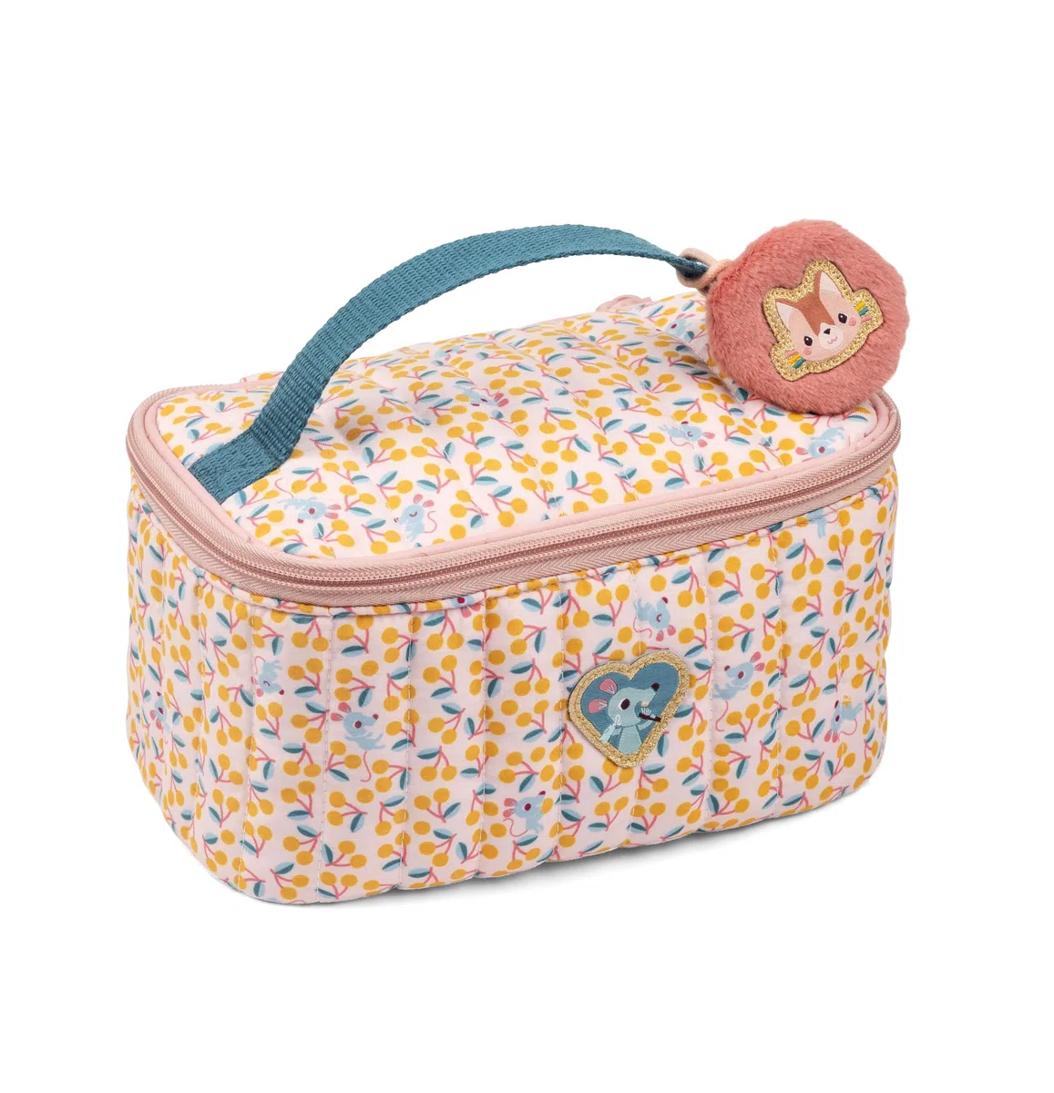 Lilliputiens - Neceser Infantil Jeanne la Gata: Compacto y Divertido, Accesorio de Viaje, Estampado Rosa, 21 cm, a Partir de 2 años, 84493